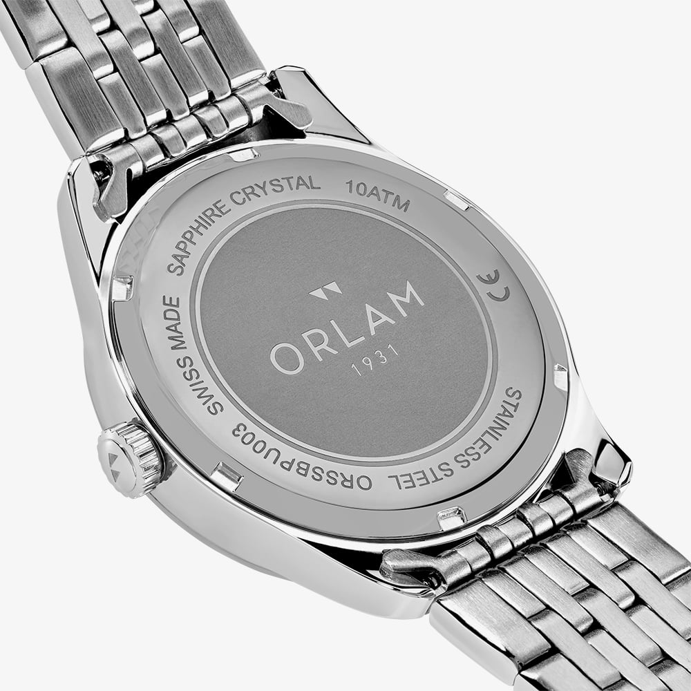 Orlam Mens Pulse Black Dial Silver Bracelet Watch ORSSBPU003