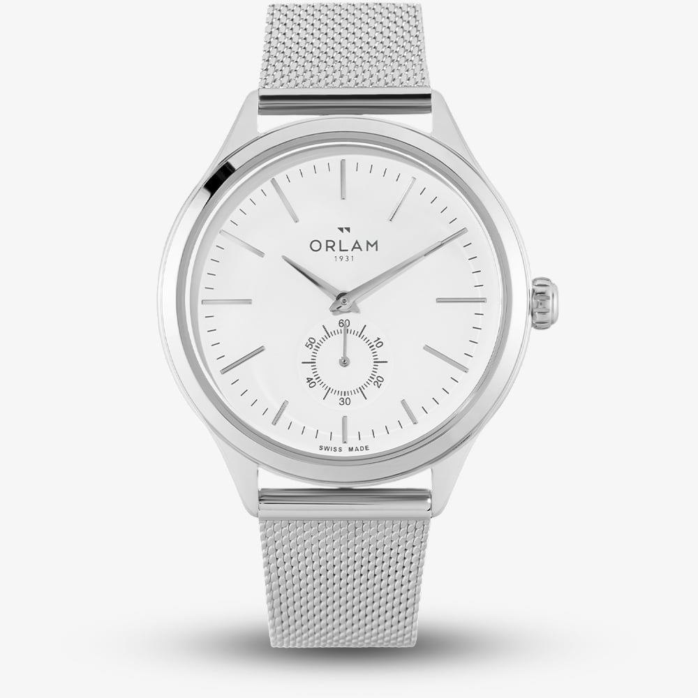 Orlam Mens Dawn White Dial Mesh Bracelet Watch ORSSMAU003