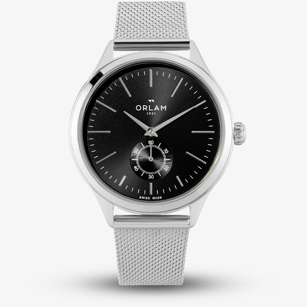 Orlam Mens Dawn Black Dial Mesh Bracelet Watch ORSSMAU005