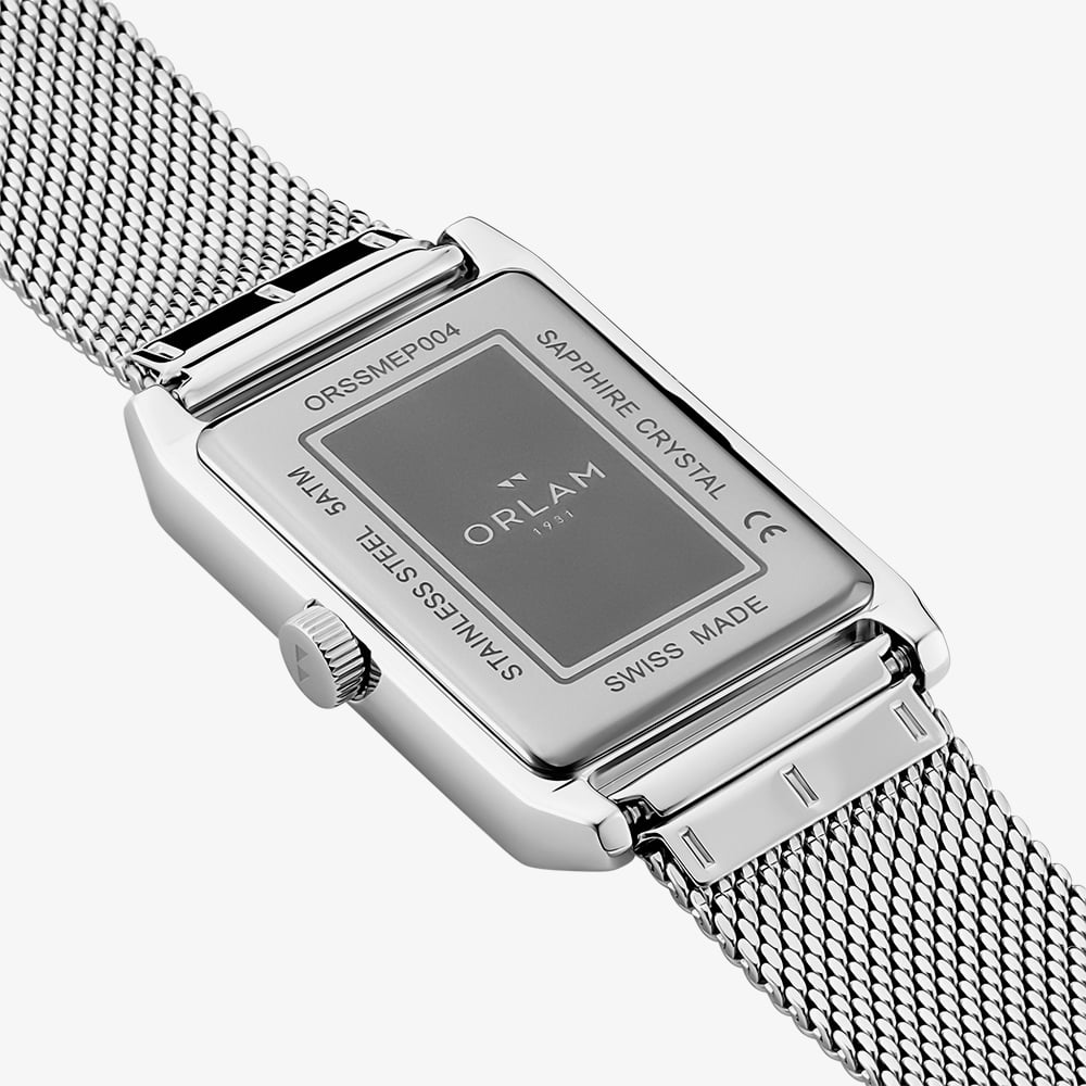 Orlam Mens Era White Rectangle Dial Mesh Bracelet Watch ORSSMEP004