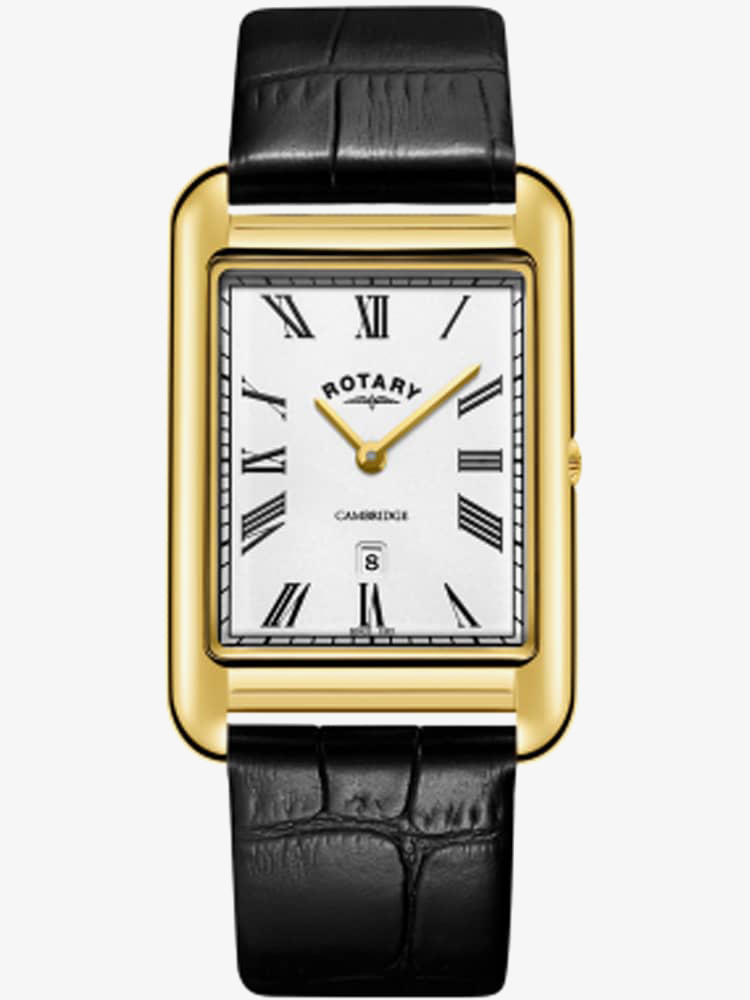 Rotary Mens Cambridge Gold Plated Rectangular Watch GS05283/01