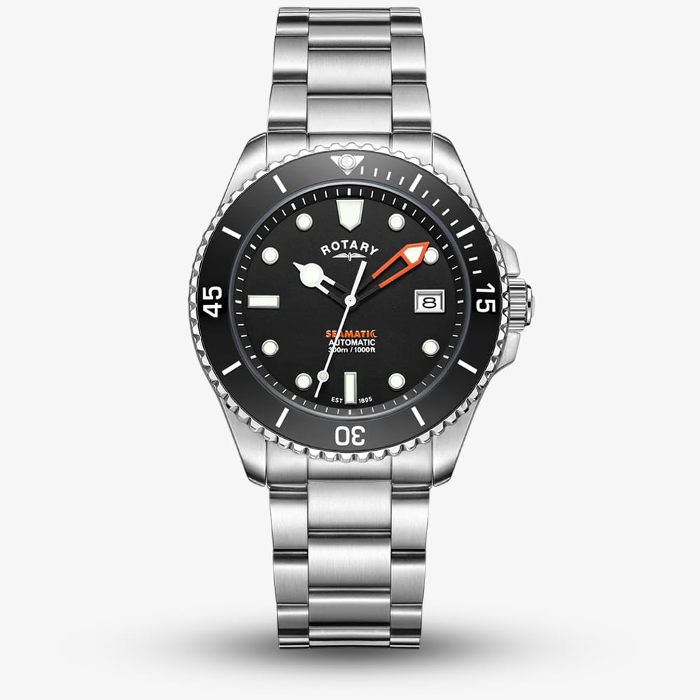 Rotary Mens Seamatic Automatic 300m Black Dial Watch RGB05430/04