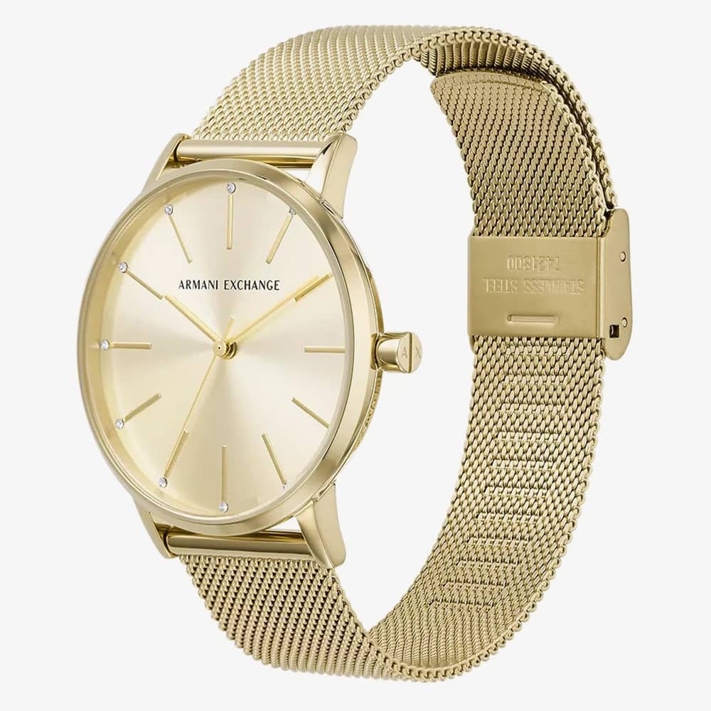 Armani Exchange Lola Gold Plated Mesh Watch AX5536
