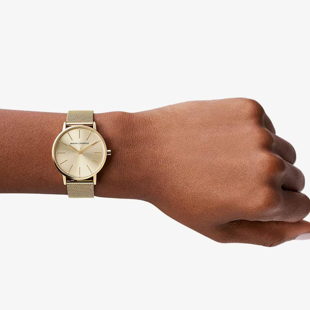 Armani Exchange Lola Gold Plated Mesh Watch AX5536