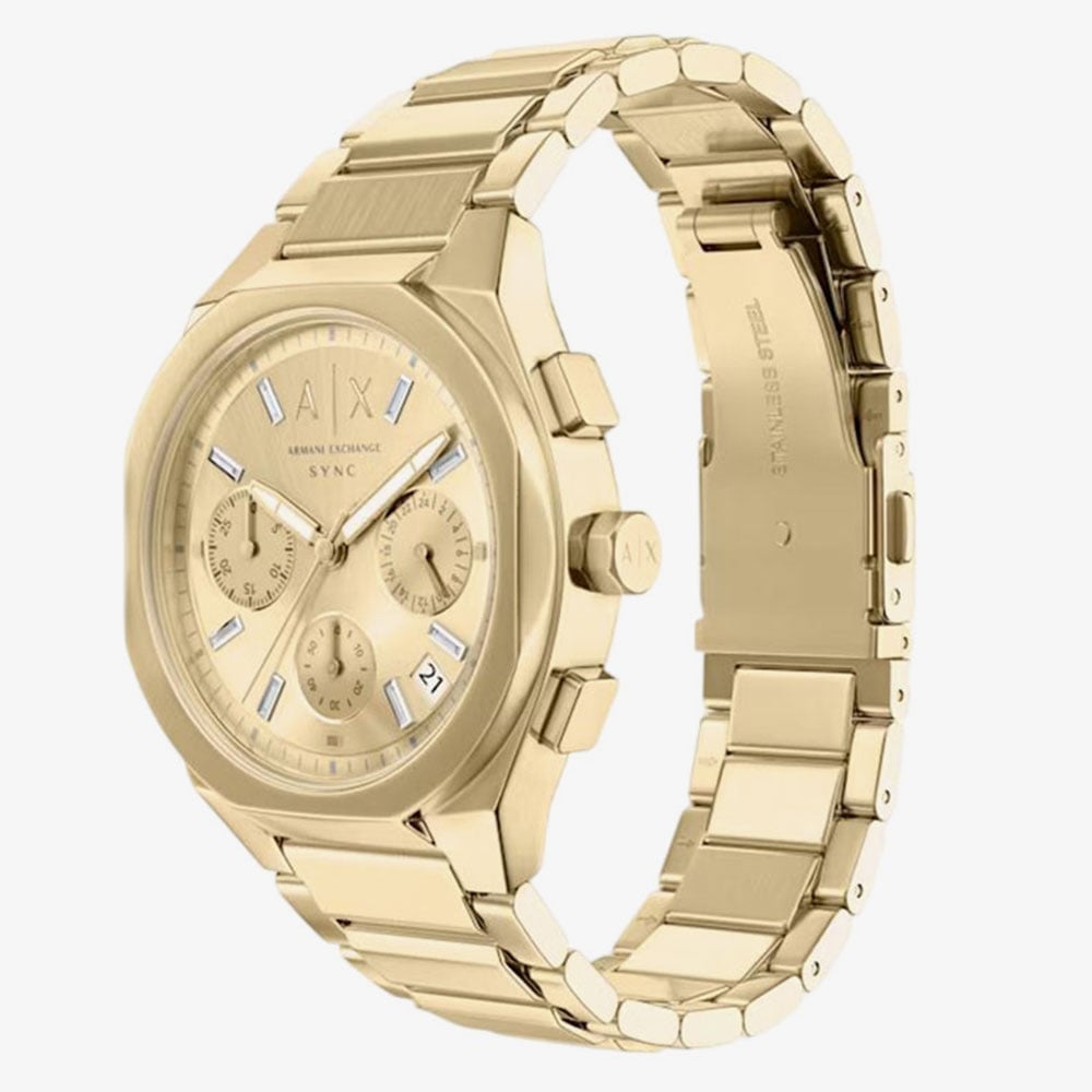 Armani Exchange Ladies Sync Gold Tone Bracelet Watch AX6034