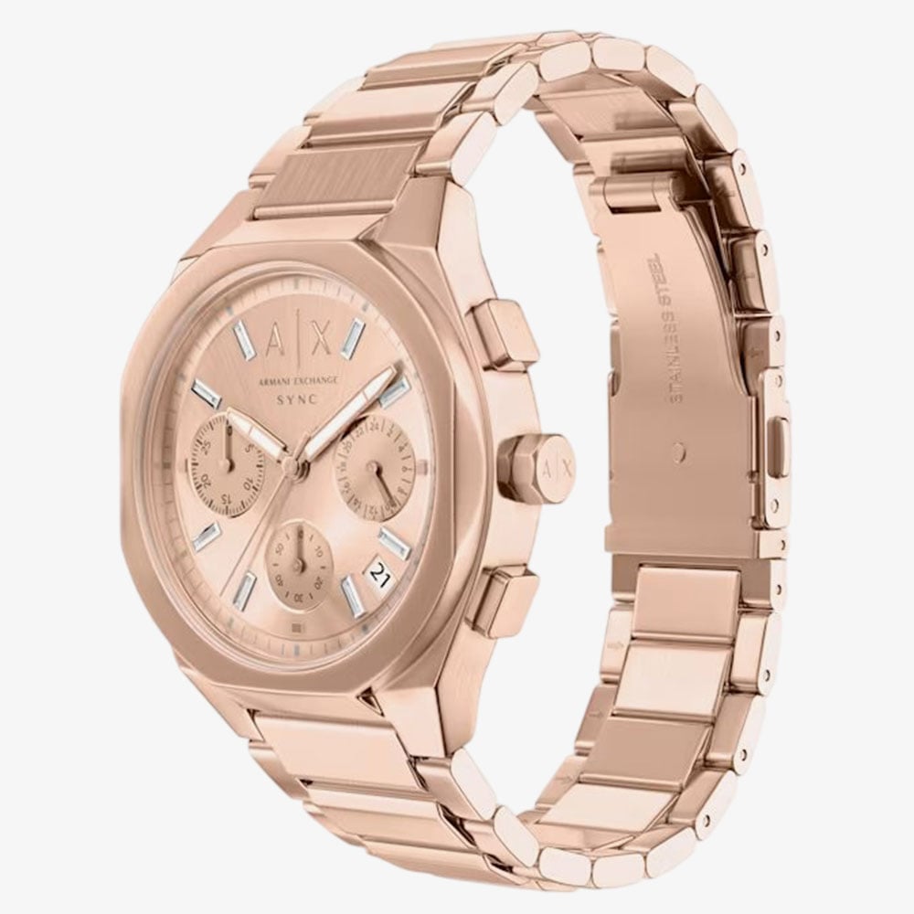 Armani Exchange Ladies Sync Rose Gold Tone Bracelet Watch AX6035