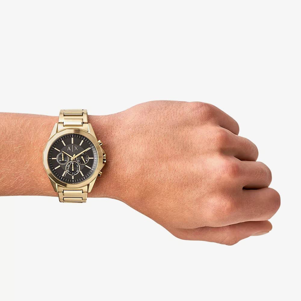 Armani Exchange Drexler Gold Plated & Black Chronograph Watch AX2611