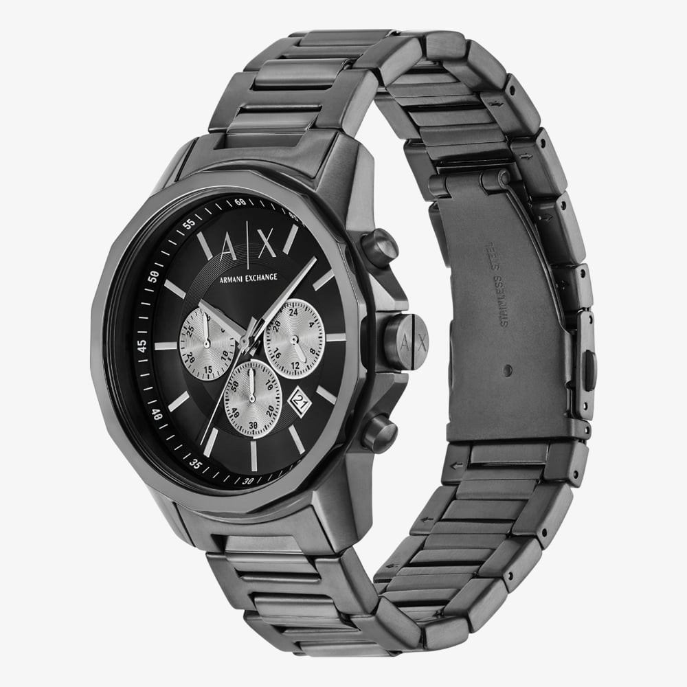 Armani Exchange Mens Banks Gunmetal Black Chronograph Watch AX1765