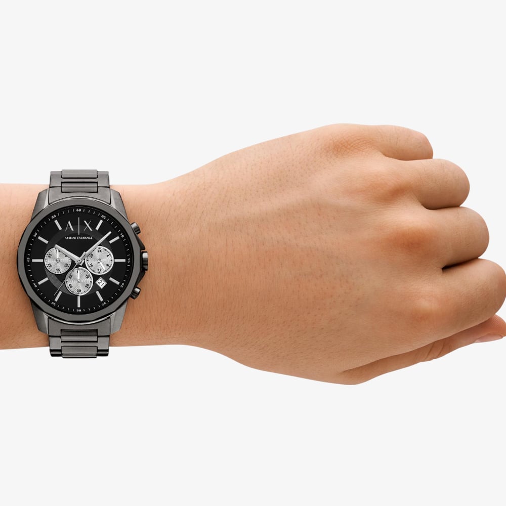 Armani Exchange Mens Banks Gunmetal Black Chronograph Watch AX1765