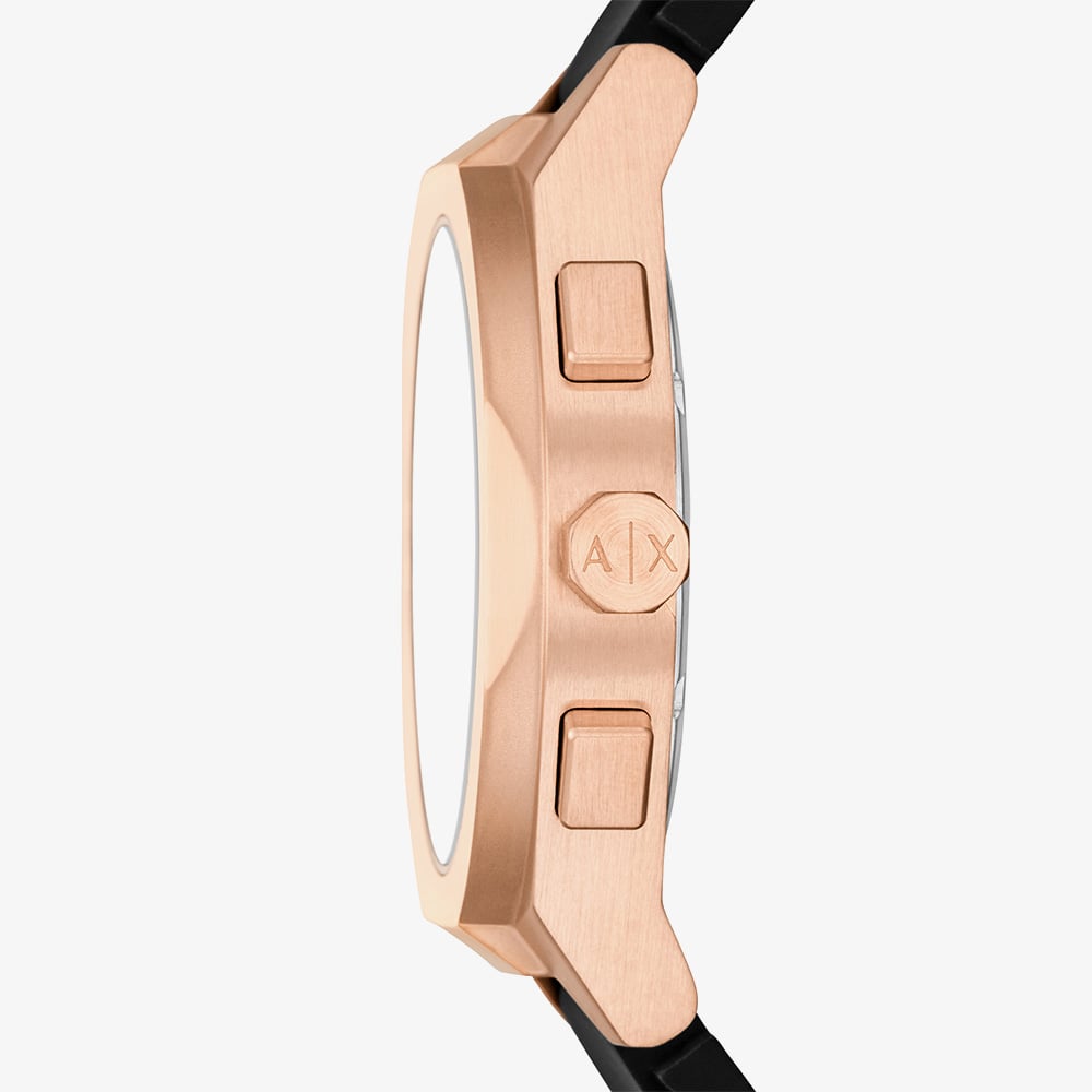 Armani Exchange Mens Sync Black & Rose Gold Chronograph Watch AX4190