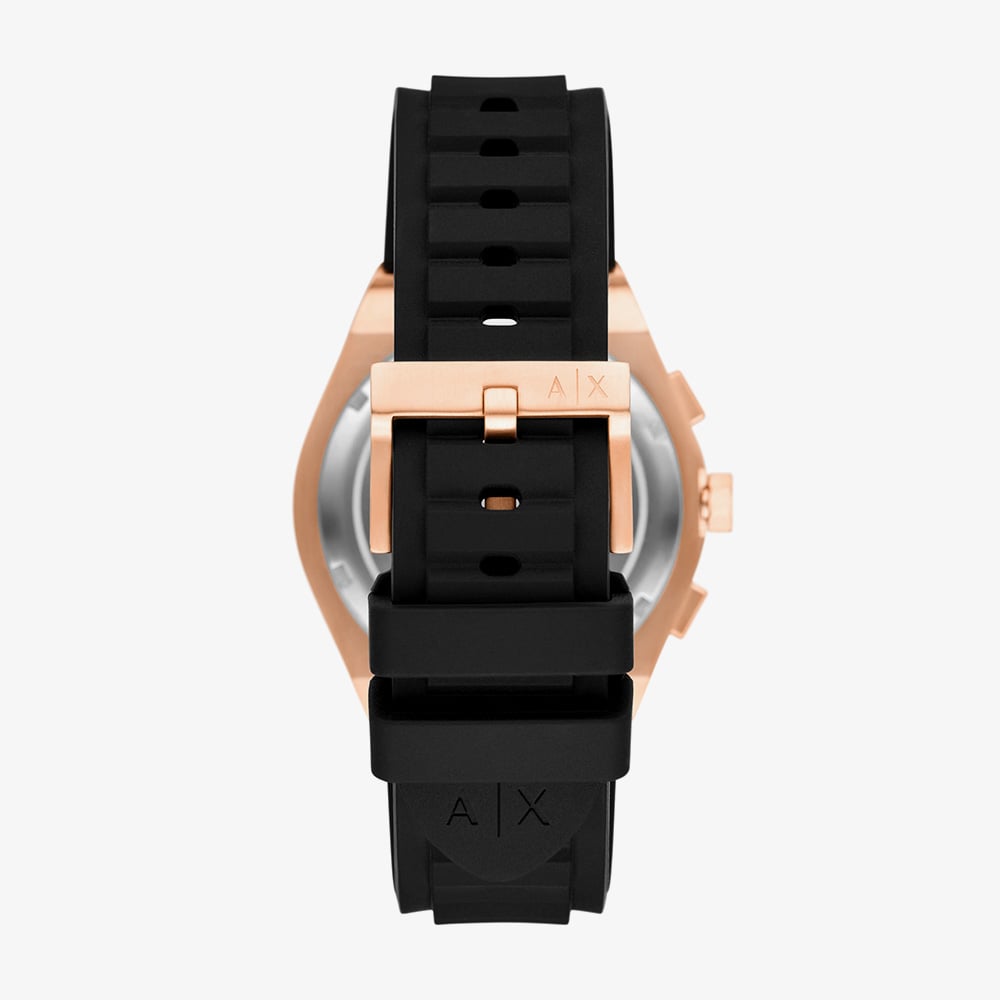 Armani Exchange Mens Sync Black & Rose Gold Chronograph Watch AX4190