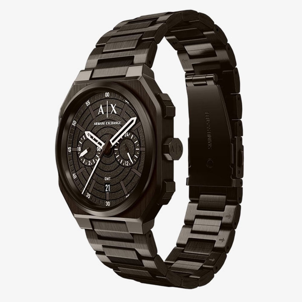 Armani Exchange Mens Bass Dual-Time Brown Bracelet Watch AX1479