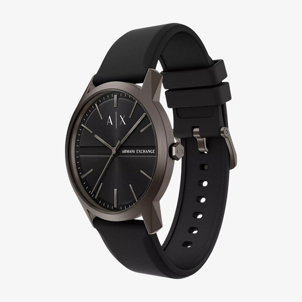 Armani Exchange Mens Lexon Black Silicone Strap Watch AX2652