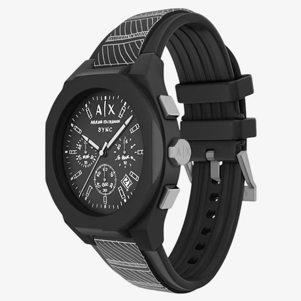 Armani Exchange Mens Sync Black Chronograph Strap Watch AX4174