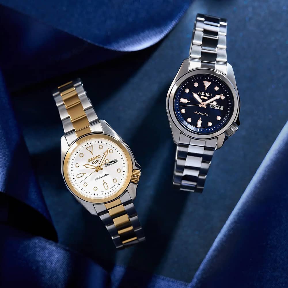 Seiko 5 Sports Compact Silver & Blue Watch SRE003K1