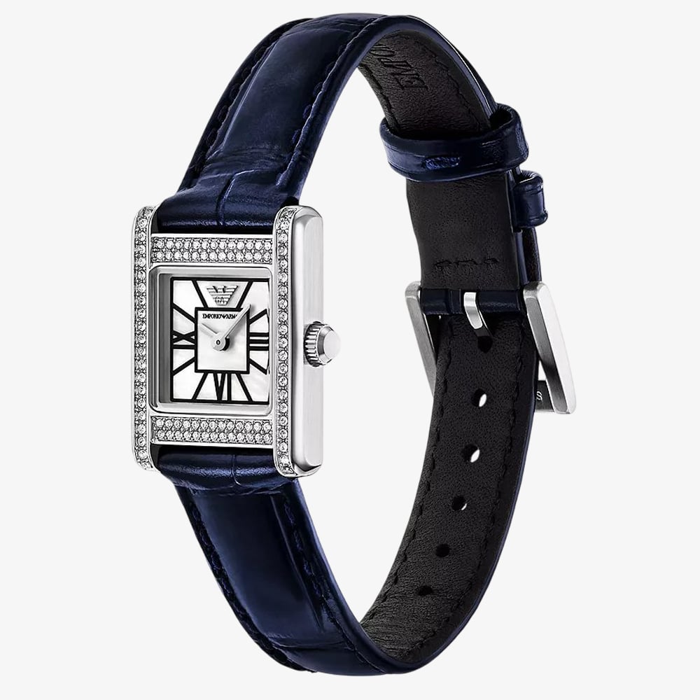 Emporio Armani Ladies Genni Blue Leather Strap Watch AR11718