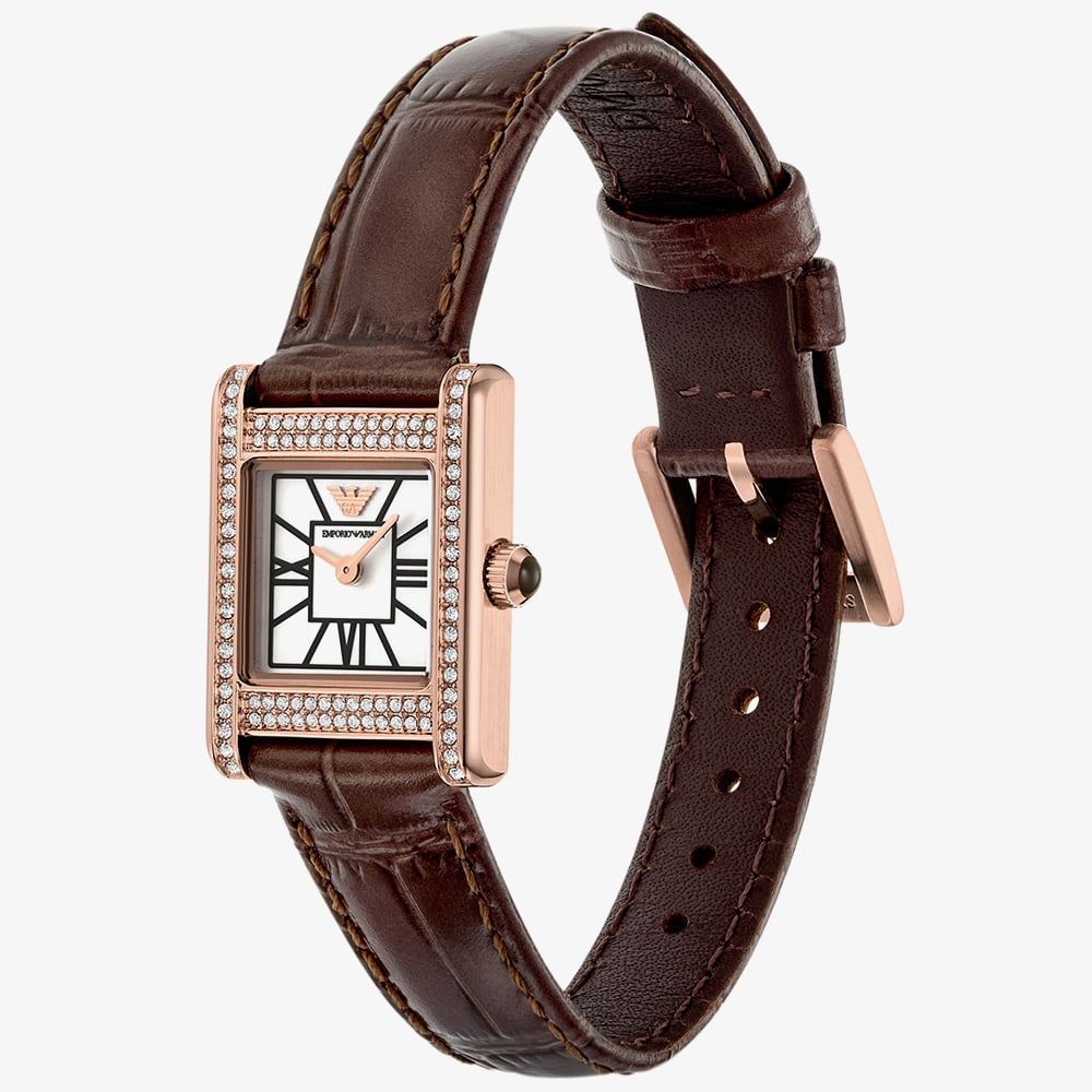 Emporio Armani Ladies Genni Brown & Red Interchangeable Leather Strap Watch AR80083SET