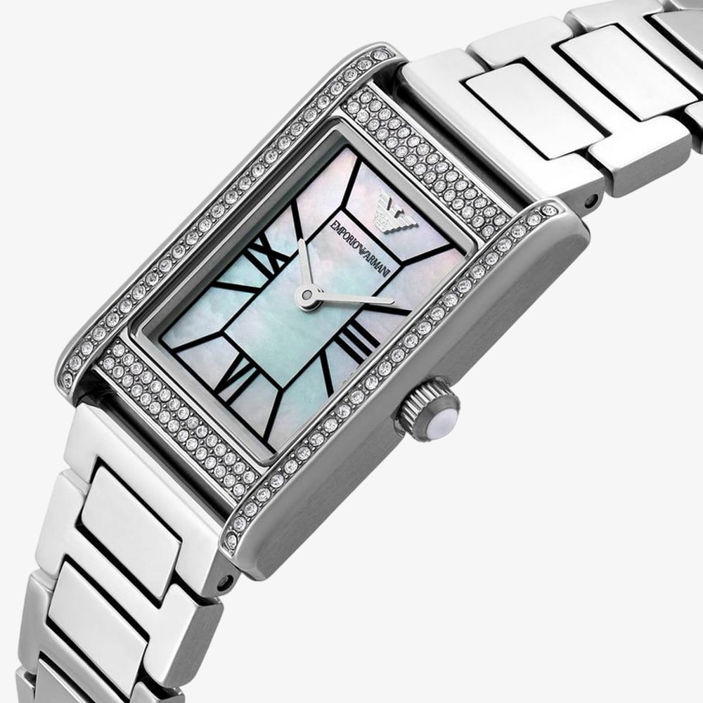 Emporio Armani Ladies Genni Rectangle Crystal Watch AR11625