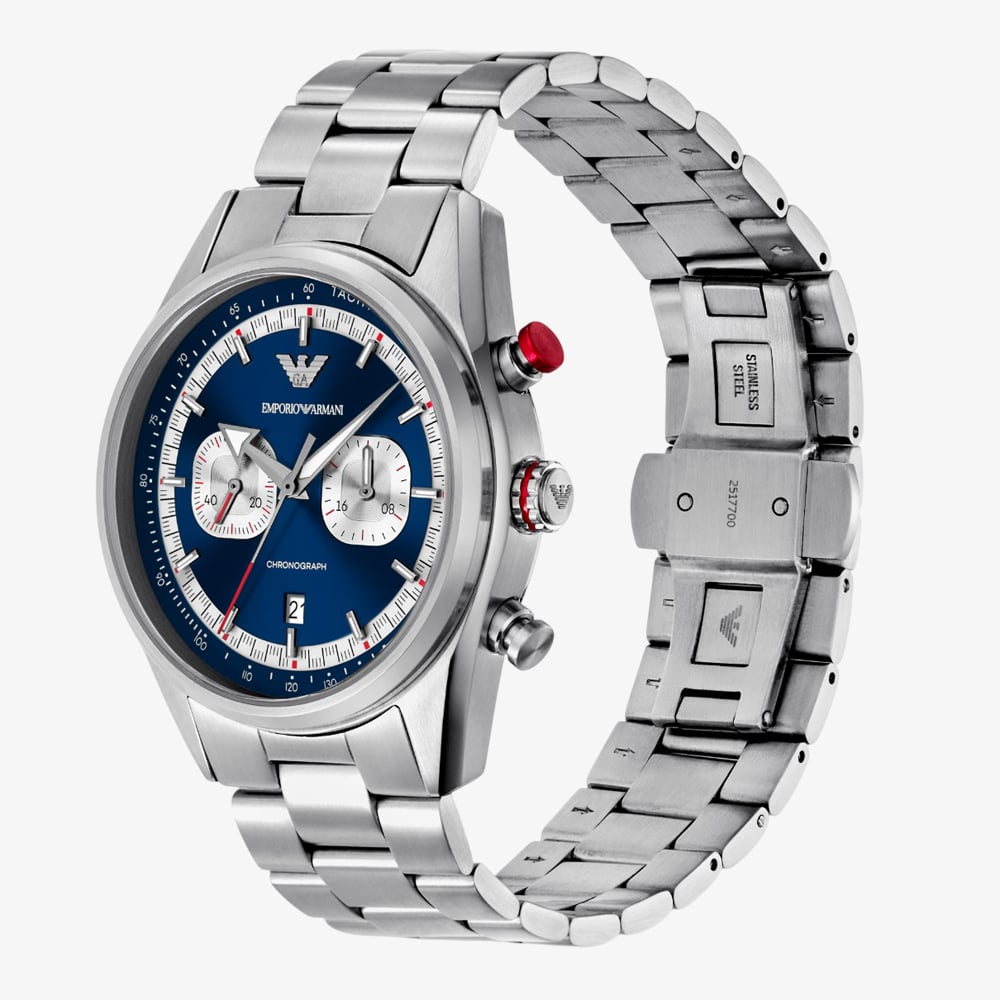 Emporio Armani Mens Racer Chronograph Blue Dial Watch AR11676