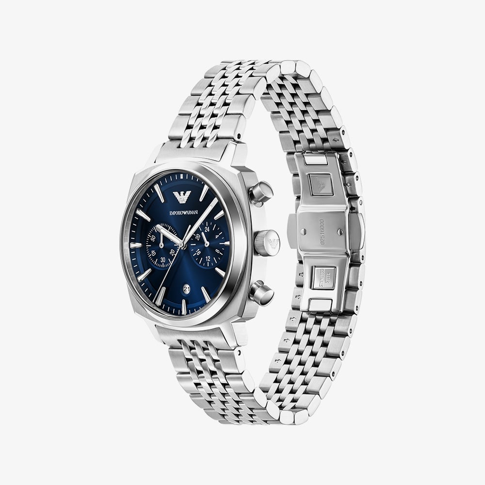 Emporio Armani Mens Carlo Blue Dial Chronograph Watch AR11688