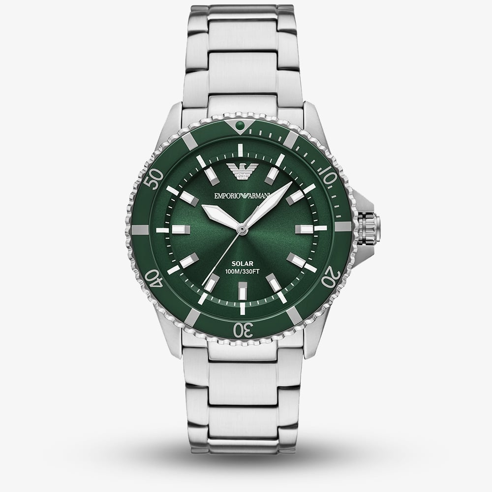 Click to view product details and reviews for Emporio Armani Mens World Explorer Solar Powered Green Dial Watch Ar11698.