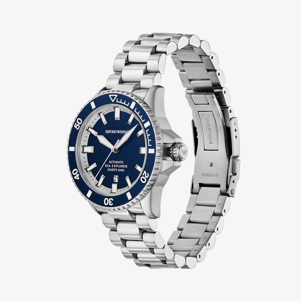 Emporio Armani Mens Sea Explorer Blue Dial Automatic Watch AR60087