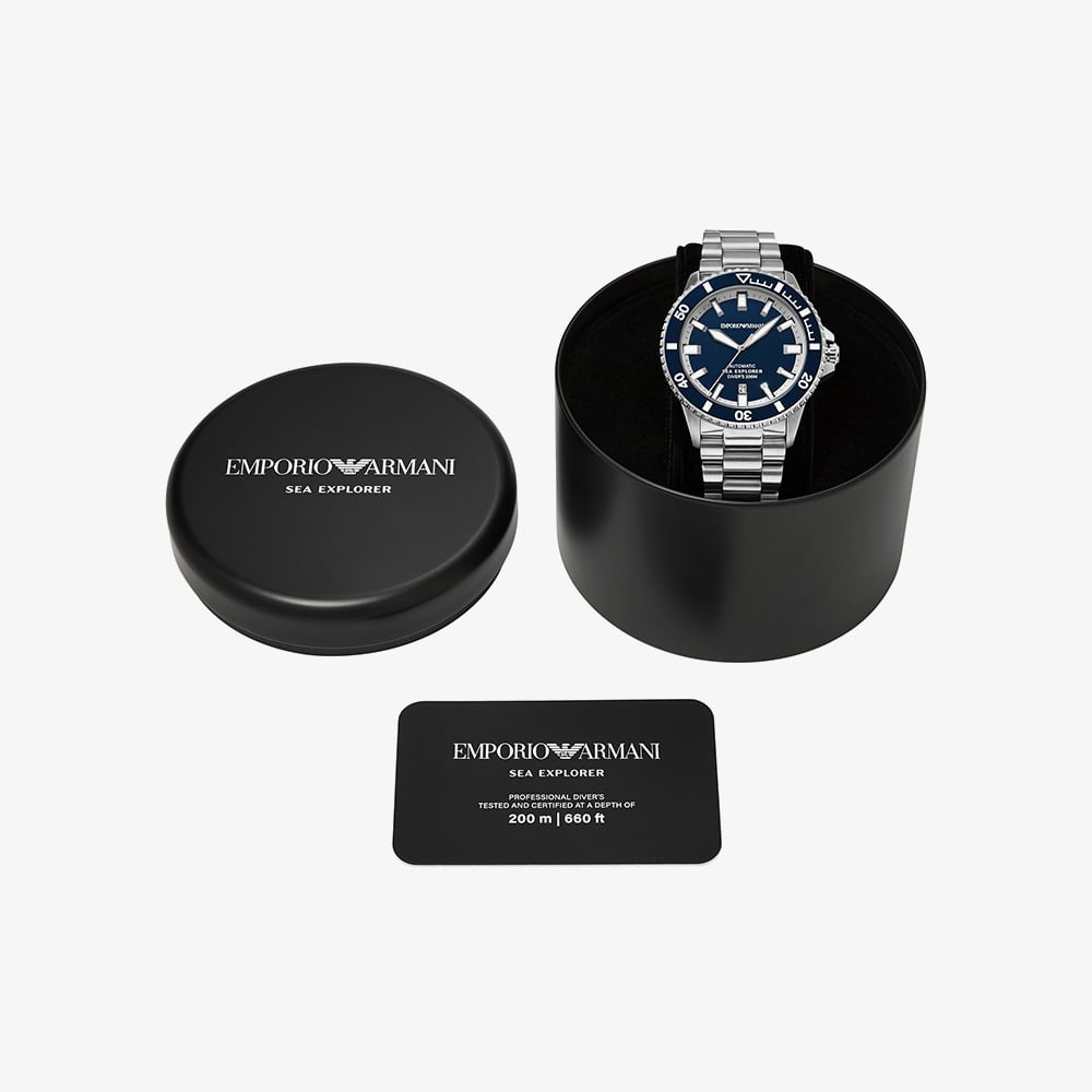 Emporio Armani Mens Sea Explorer Blue Dial Automatic Watch AR60087
