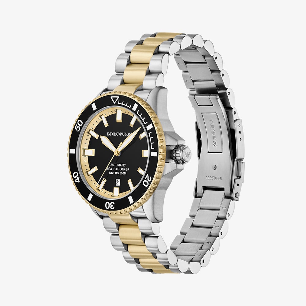Emporio Armani Mens Sea Explorer Black Dial Automatic Watch AR60089