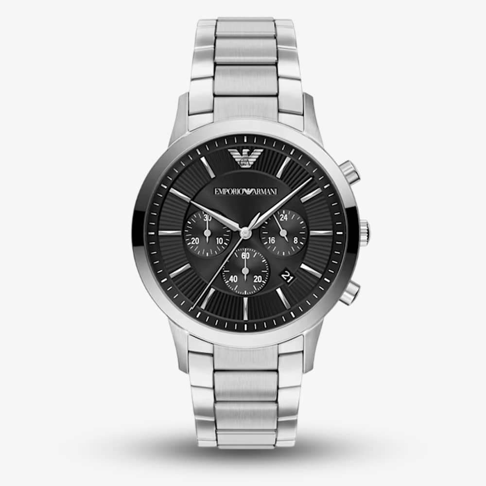 Emporio Armani Mens Archetipo Black Chronograph Dial Bracelet Watch AR11819
