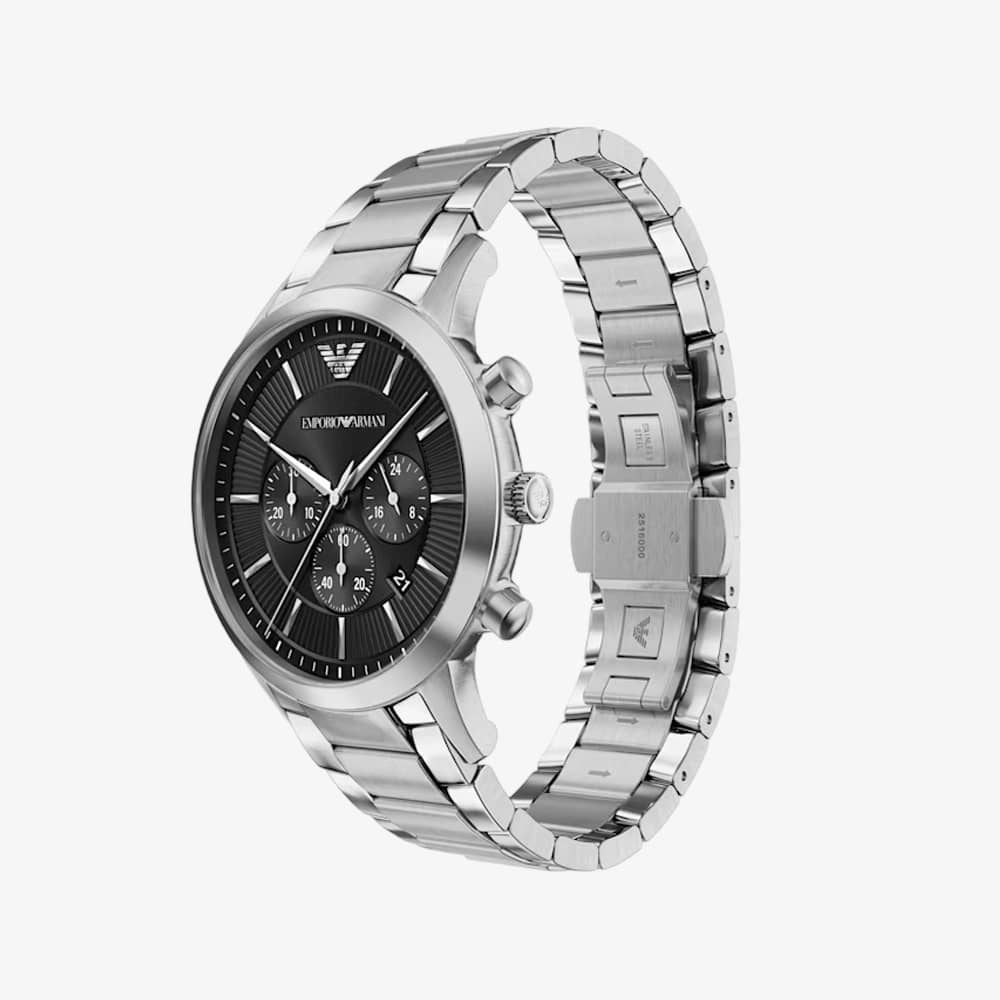 Emporio Armani Mens Archetipo Black Chronograph Dial Bracelet Watch AR11819