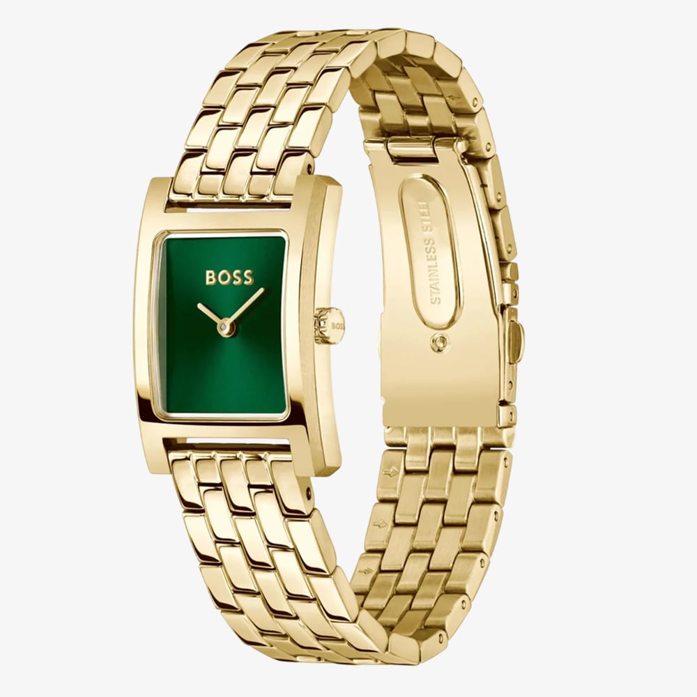 BOSS Ladies Lucy Gold Tone Green Dial Watch 1502785