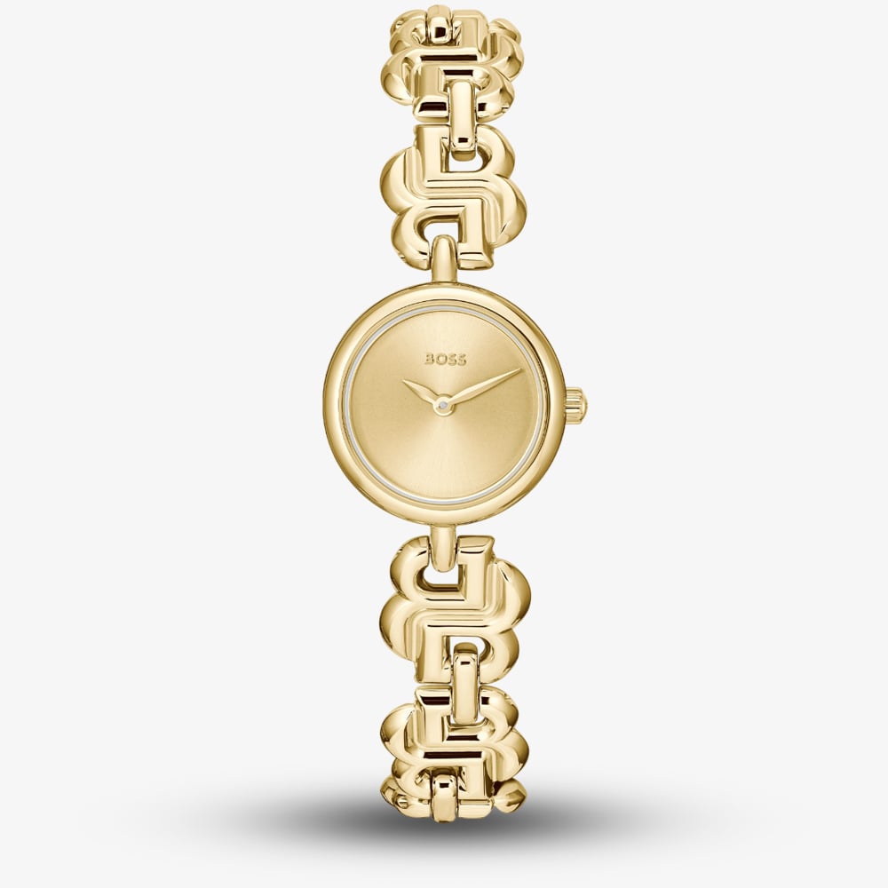 Product photograph of Boss Ladies Double B Gold Watch 1502794 from The Jewel Hut