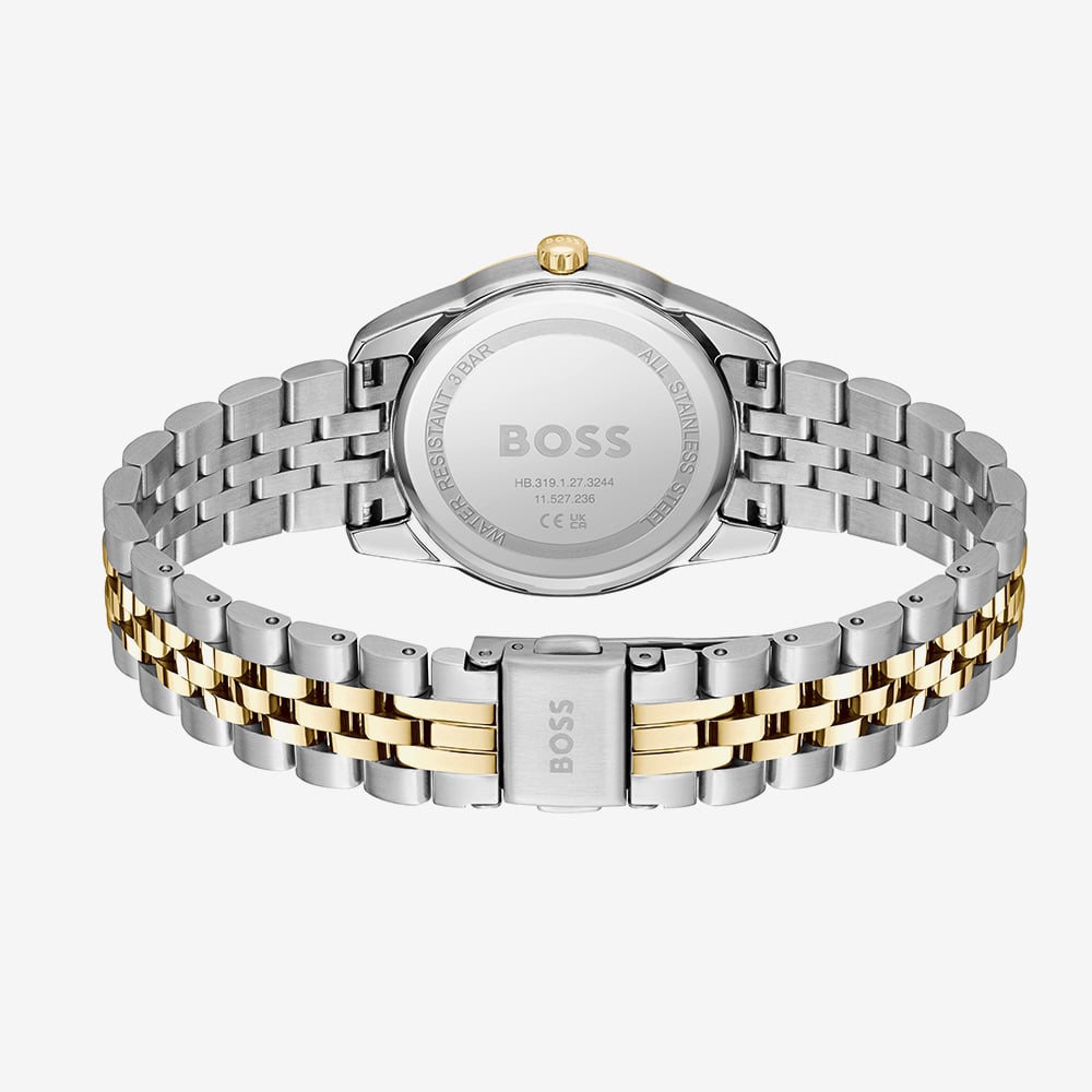 BOSS Ladies Graceful Two Tone Crystal Black Dial Watch 1502811