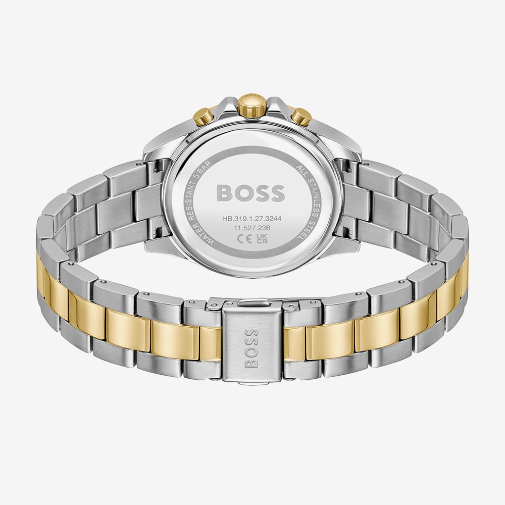 BOSS Ladies Alley Lux Two Tone Crystal Green Dial Quartz Watch 1502827
