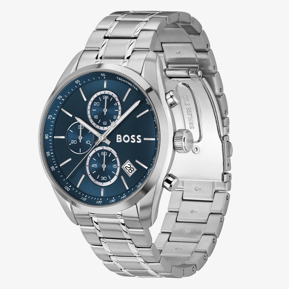 BOSS Mens Grand Prix 44 Blue Chronograph Watch 1514226