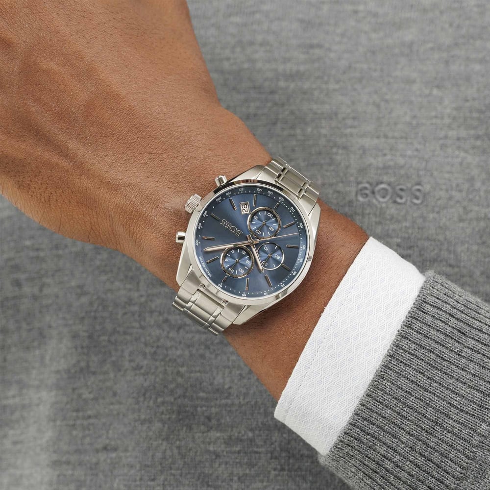BOSS Mens Grand Prix 44 Blue Chronograph Watch 1514226