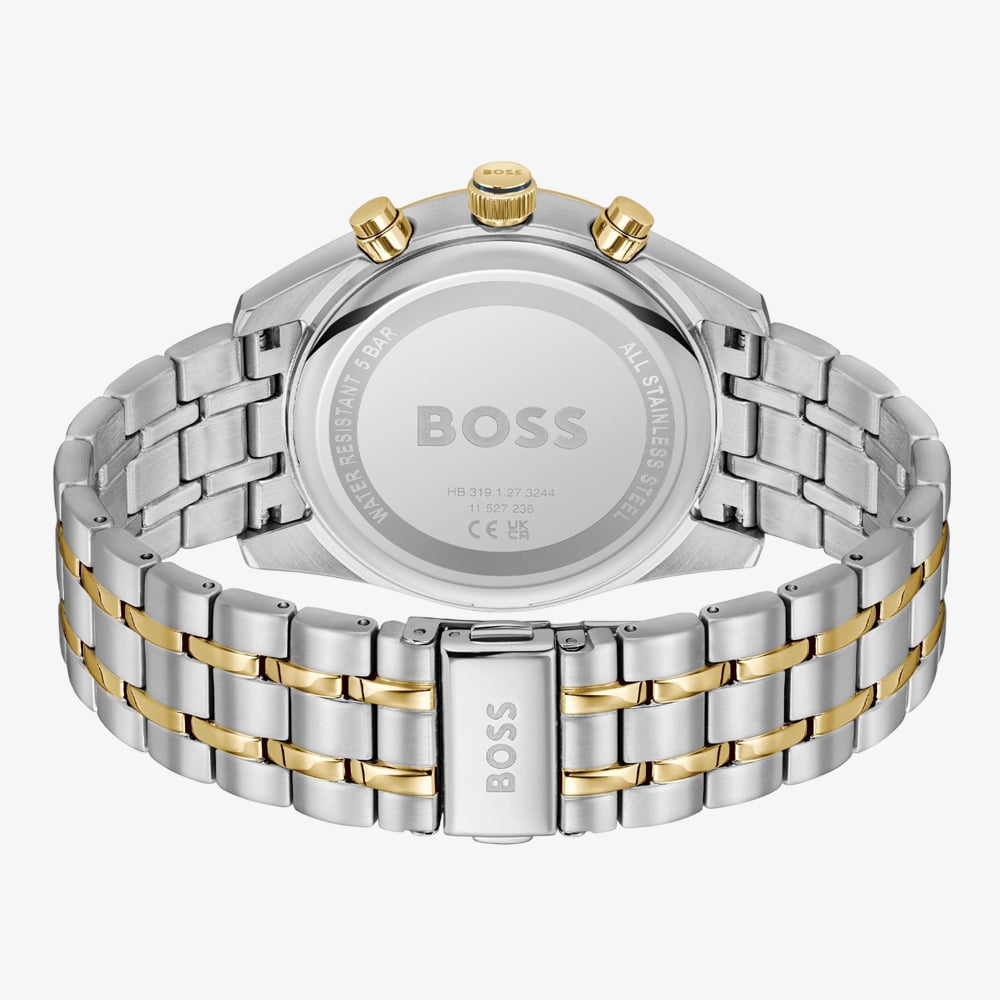 BOSS Mens Skytraveller Two-Tone Blue Chronograph Watch 1514247