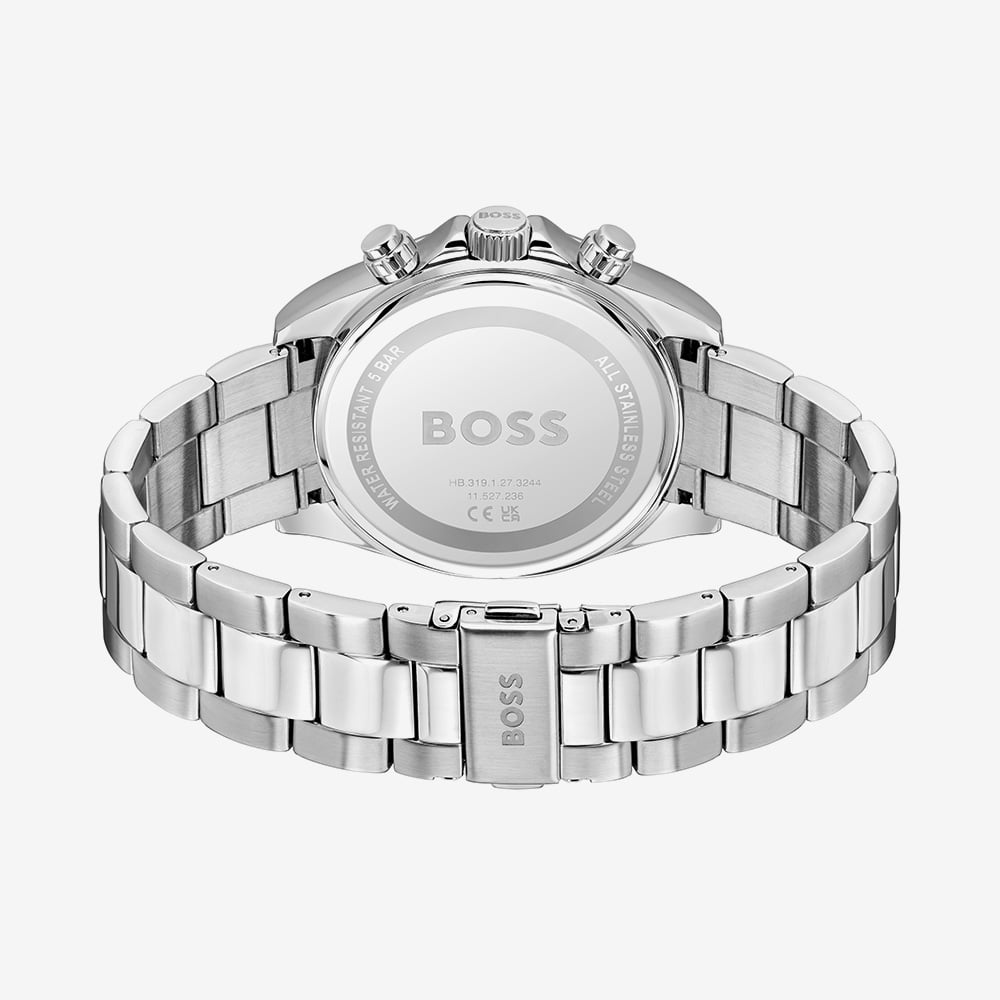 BOSS Mens Hero 2.0 Silver Tone Black Chronograph Watch 1514267