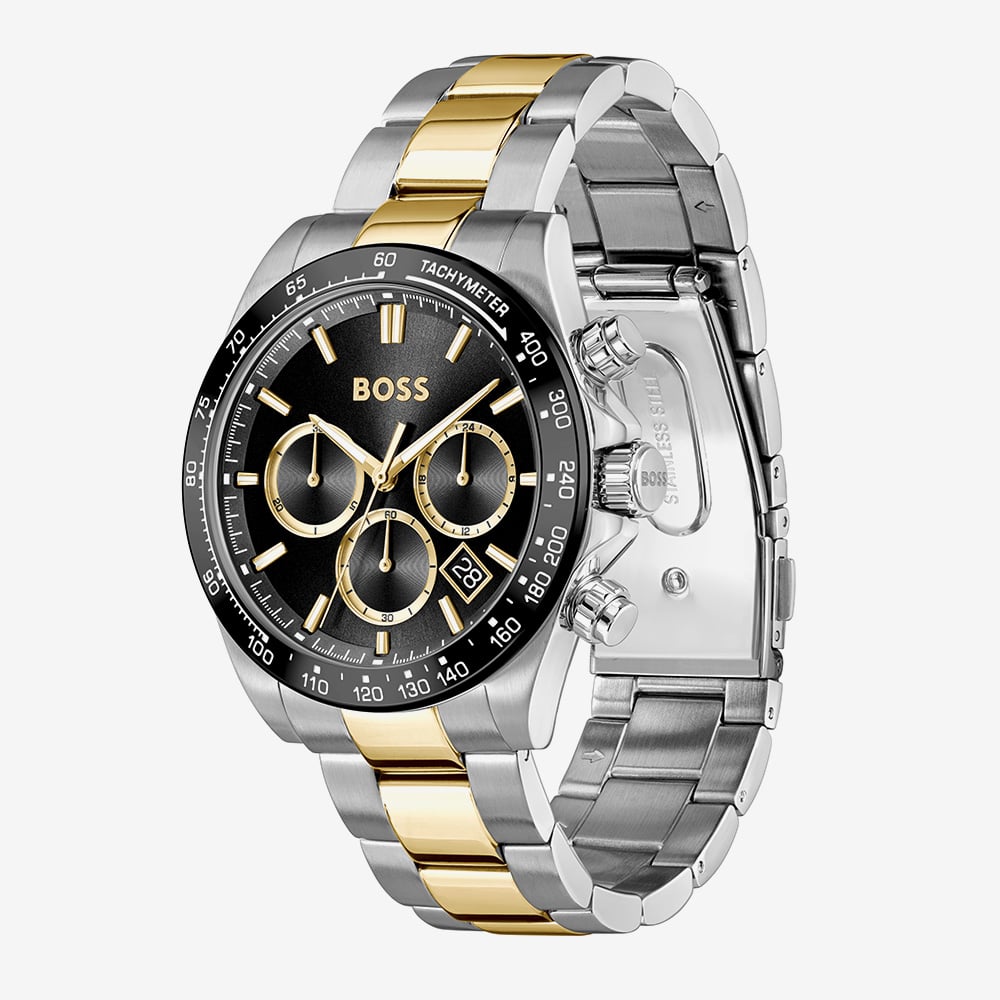BOSS Mens Hero 2.0 Two Tone Black & Gold Chronograph Watch 1514269