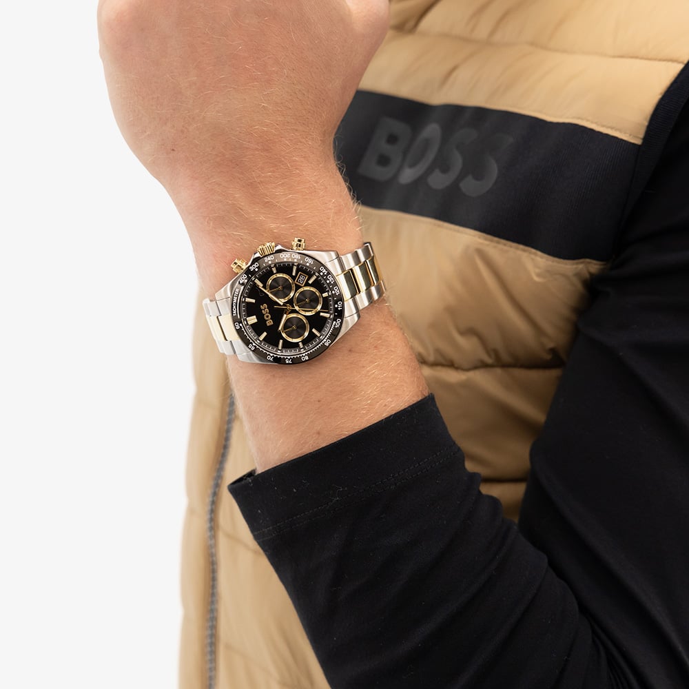 BOSS Mens Hero 2.0 Two Tone Black & Gold Chronograph Watch 1514269