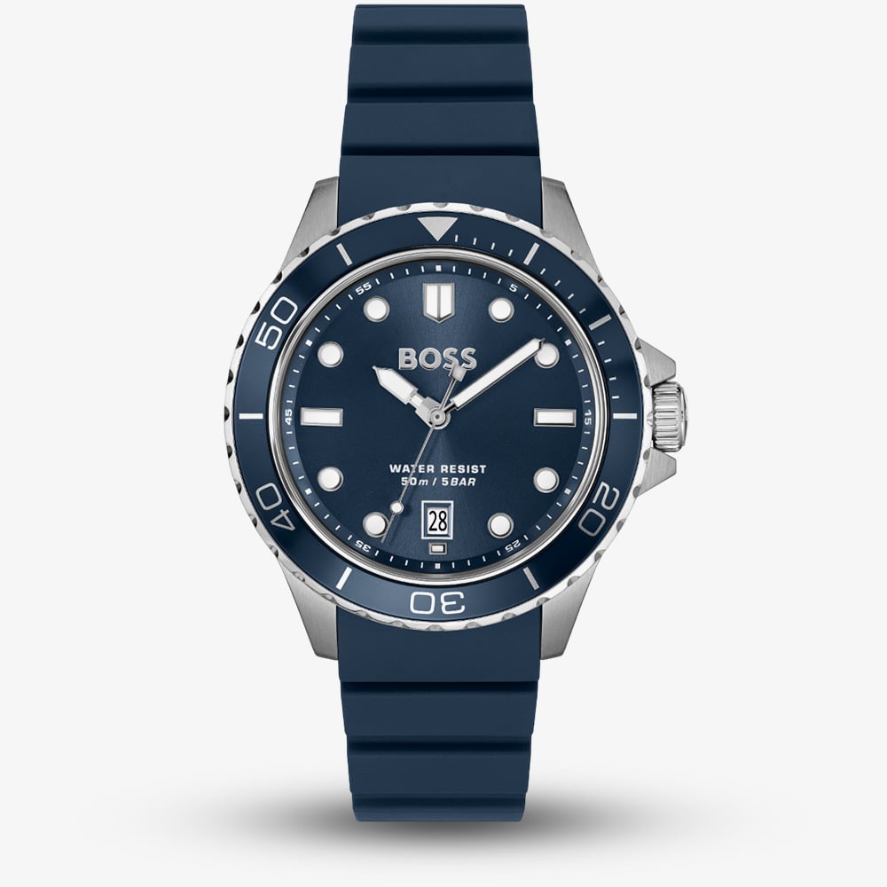 BOSS Mens Troper Sport Blue Rubber Strap Watch 1514292