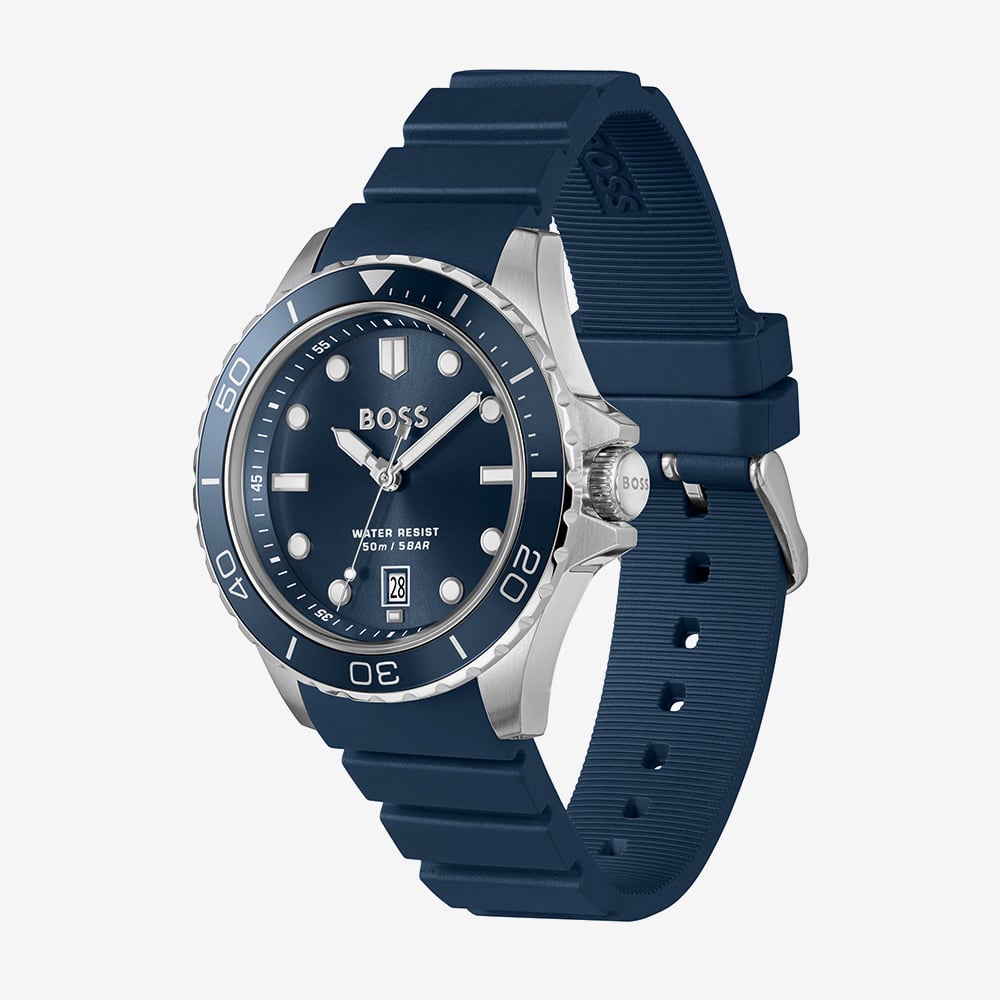 BOSS Mens Troper Sport Blue Rubber Strap Watch 1514292