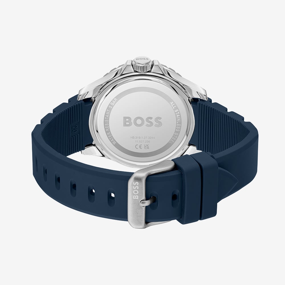 BOSS Mens Troper Sport Blue Rubber Strap Watch 1514292