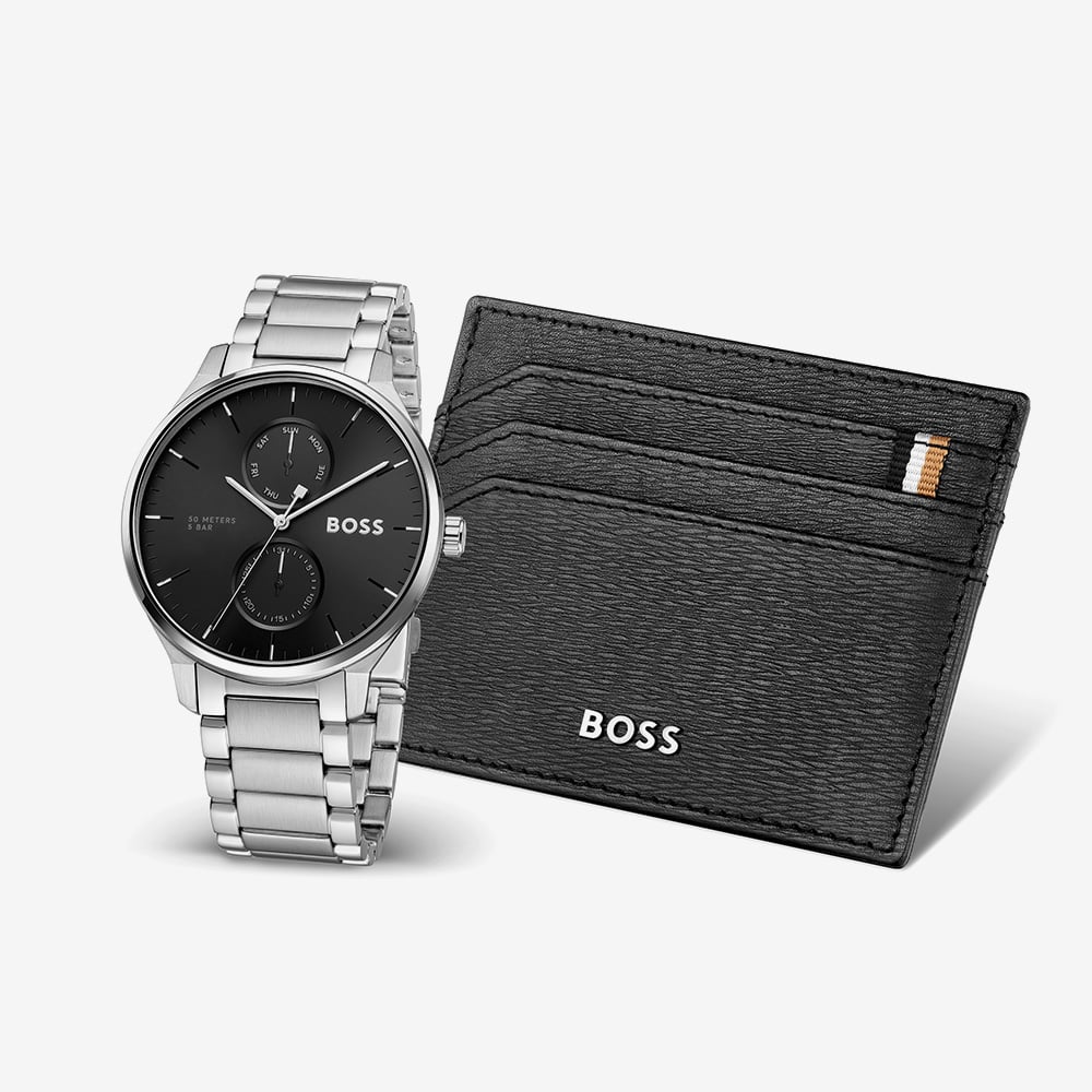 BOSS Mens Tyler Black Dial Watch & Wallet Set 1570193