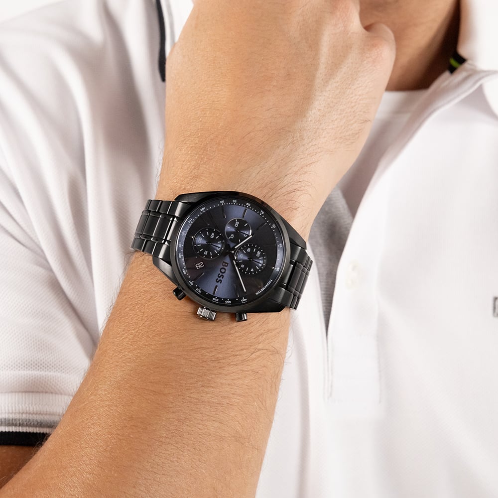 BOSS Mens Grand Prix Chronograph Black Bracelet Watch 1514314
