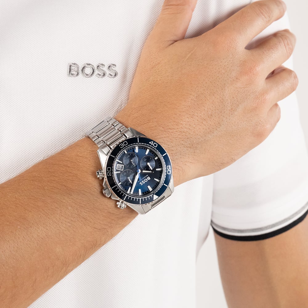 BOSS Mens Sealiner Chronograph Blue Bracelet Watch 1514322