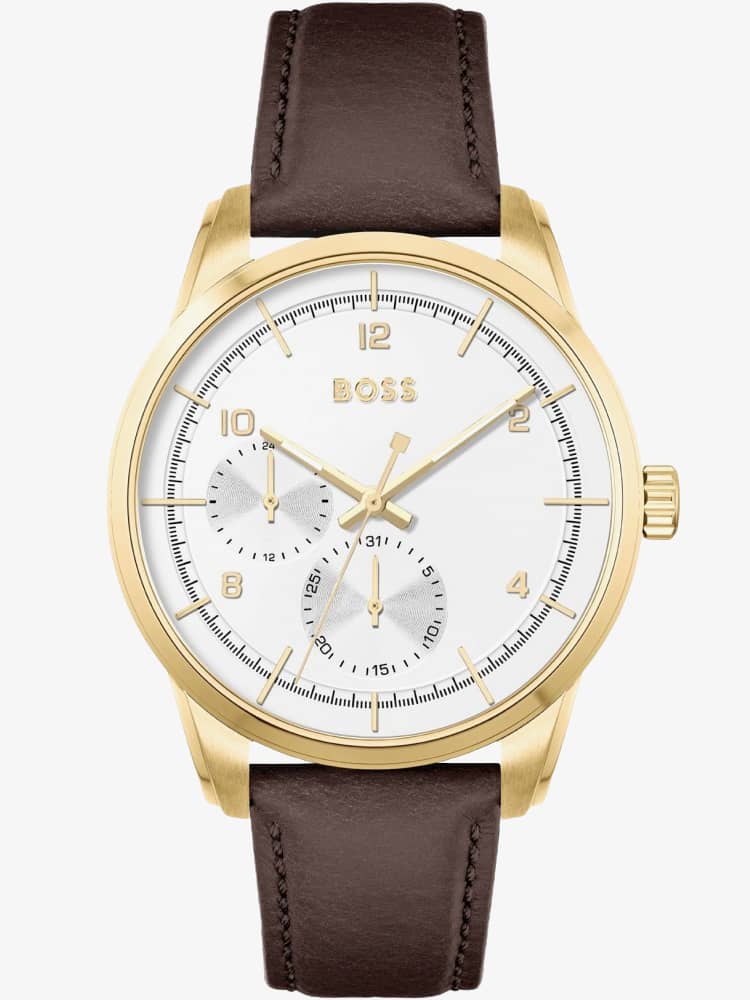 BOSS Mens Sophio Gold Plated Brown Watch 1513956