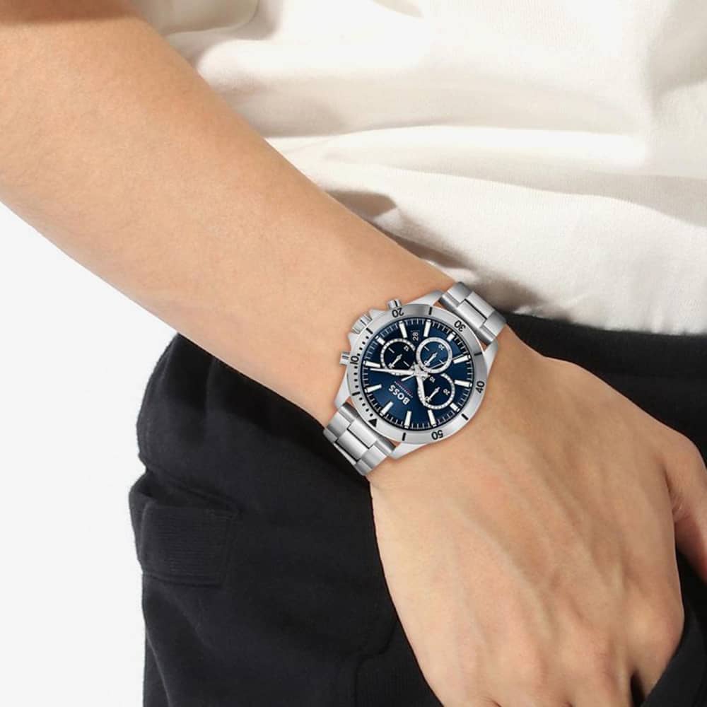 BOSS Mens Troper Blue Dial Chronograph Watch 1514069