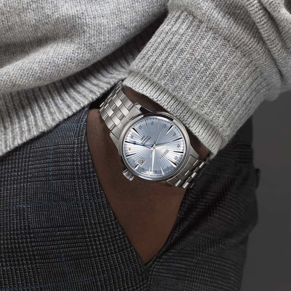 Seiko Presage Skydiving Light Blue Cocktail Time GMT Watch SSK037J1