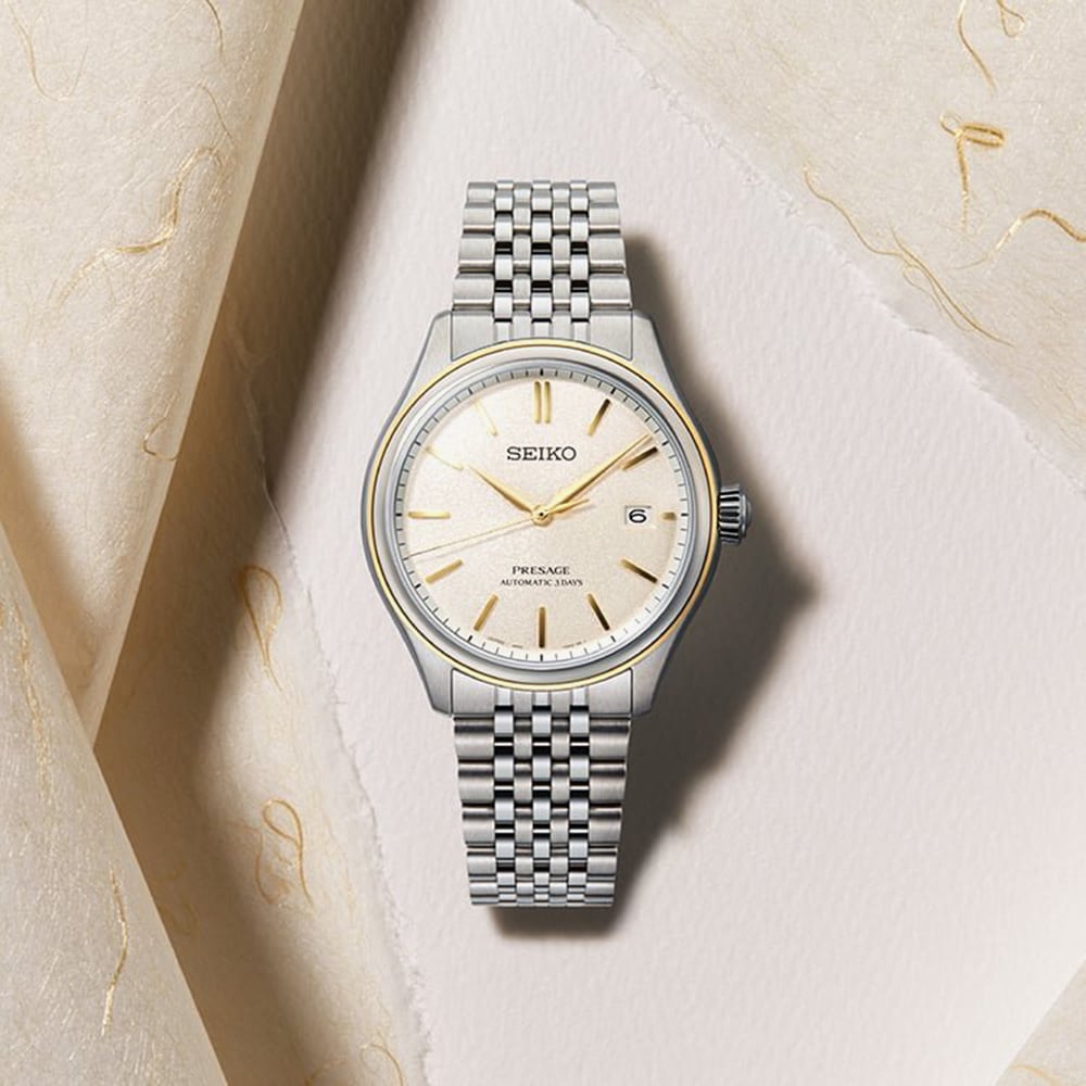 Seiko Presage Classic Series Delicate Cream Silk Watch SPB478J1